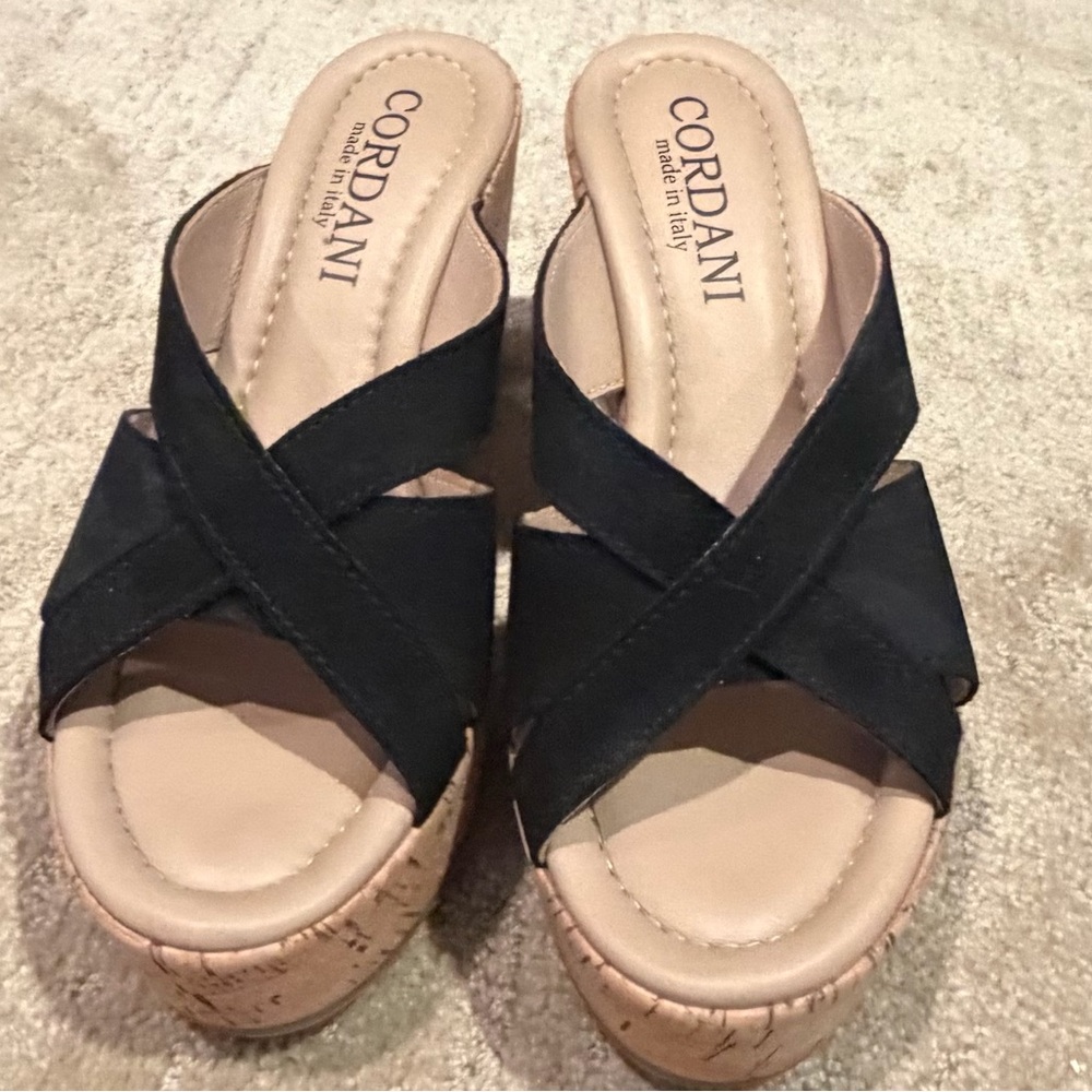 Cordani Devon Black Suede Wedges